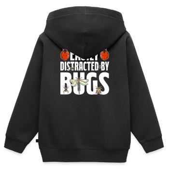 Easily Distracted By Bugs Entomology Funny Bugs - Kids Premium Organic Zip-up Hoodie - black - Back - AI Model Kid Male (0cm)