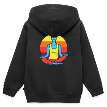 3047 ColorfulYogaTshirt PR t-shirt - Sweat Premium à capuche zippé enfant bio - noir - Dos - AI Model Kid Male (0cm)