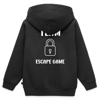 Fluchtspiel - Kinder Premium Organic Zip Hoodie - Schwarz - Hinten - AI Model Kid Male (0cm)
