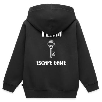 Fluchtspiel - Kinder Premium Organic Zip Hoodie - Schwarz - Hinten - AI Model Kid Male (0cm)