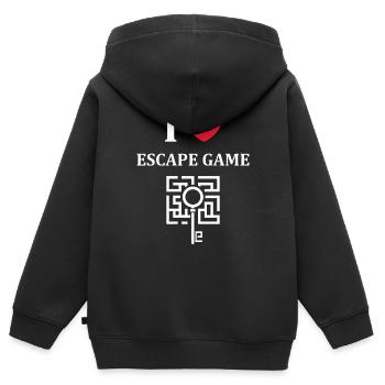 Fluchtspiel - Kinder Premium Organic Zip Hoodie - Schwarz - Hinten - AI Model Kid Male (0cm)