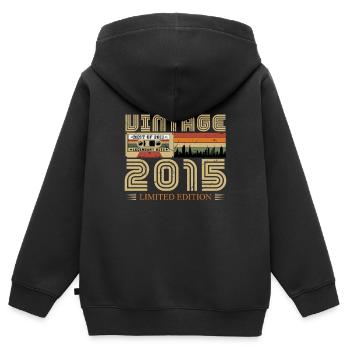 2015 Vintage Born 2015 Vintage Birthday Gift - Kids Premium Organic Zip-up Hoodie - black - Back - AI Model Kid Male (0cm)
