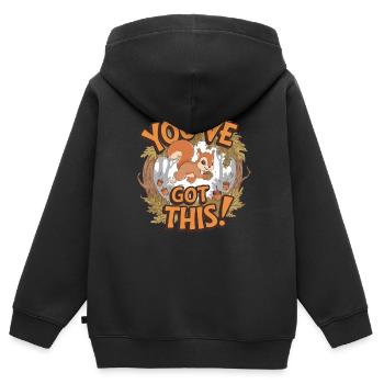 Du Schaffst Das! Eichhörnchen Mit Eichel - Kinder Premium Organic Zip Hoodie - Schwarz - Hinten - AI Model Kid Male (0cm)