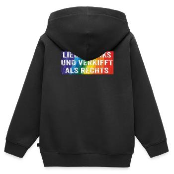 LIEBER LINKS VERSIFFT RECHTSRADIKAL - Kinder Premium Organic Zip Hoodie - Schwarz - Hinten - AI Model Kid Male (0cm)