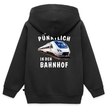 TRAIN AMENEZ-LE À LA GARE À L’HEURE - Sweat Premium à capuche zippé enfant bio - noir - Dos - AI Model Kid Male (0cm)