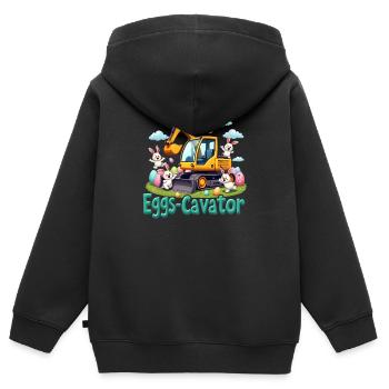 Eggs Cavator Osterhasen Bagger Eierkreiskreis - Kinder Premium Organic Zip Hoodie - Schwarz - Hinten - AI Model Kid Male (0cm)