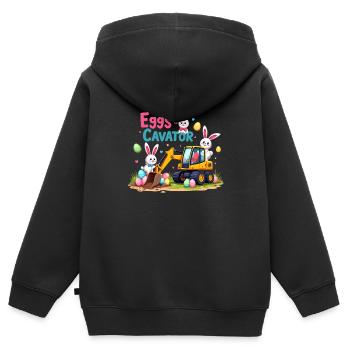 Eggs Cavator Osterhasen Bagger Eierkreiskreis - Kinder Premium Organic Zip Hoodie - Schwarz - Hinten - AI Model Kid Male (0cm)