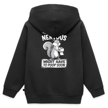 Intestin irritable Syndrom Écureuil Caca Humour - Sweat Premium à capuche zippé enfant bio - noir - Dos - AI Model Kid Male (0cm)