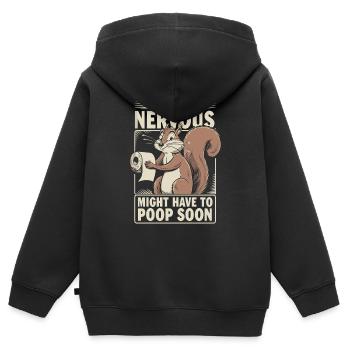 Intestin irritable Syndrom Écureuil Caca Humour - Sweat Premium à capuche zippé enfant bio - noir - Dos - AI Model Kid Male (0cm)