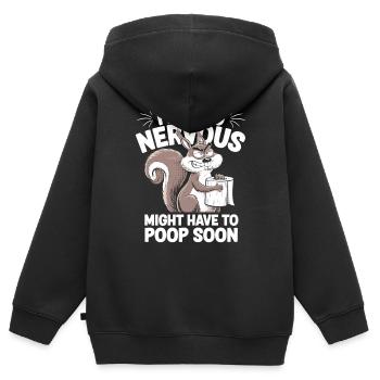 Intestin irritable Syndrom Écureuil Caca Humour - Sweat Premium à capuche zippé enfant bio - noir - Dos - AI Model Kid Male (0cm)