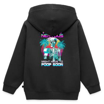 SCI, squelette, caca, humour, intestin irritable, syndrome - Sweat Premium à capuche zippé enfant bio - noir - Dos - AI Model Kid Male (0cm)