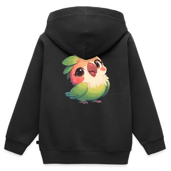 Perroquet Perroquet Perroquet - Sweat Premium à capuche zippé enfant bio - noir - Dos - AI Model Kid Male (0cm)