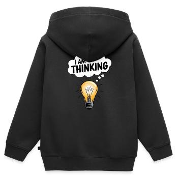 Je pense ampoule Pensée Nuage de pensée Créativité - Sweat Premium à capuche zippé enfant bio - noir - Dos - AI Model Kid Male (0cm)