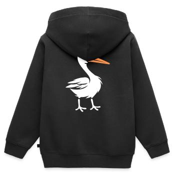Storch - Kinder Premium Organic Zip Hoodie - Schwarz - Hinten - AI Model Kid Male (0cm)