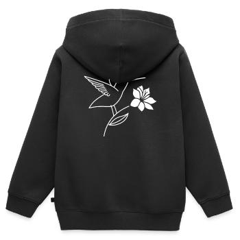 Kolibri - Kinder Premium Organic Zip Hoodie - Schwarz - Hinten - AI Model Kid Male (0cm)