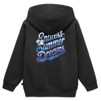 Endlose Sommerträume Wellen Sonnenuntergang Palmen - Kinder Premium Organic Zip Hoodie - Schwarz - Hinten - AI Model Kid Male (0cm)