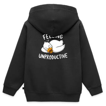 Se sentir improductif Canard relaxant - Sweat Premium à capuche zippé enfant bio - noir - Dos - AI Model Kid Male (0cm)