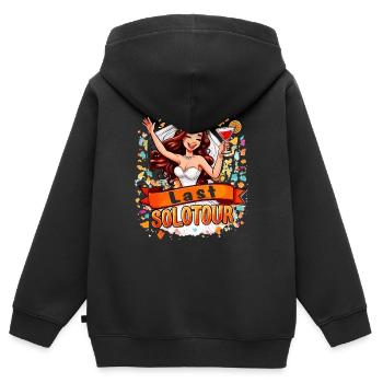 Braut Last SOLOTOUR.png - Kinder Premium Organic Zip Hoodie - Schwarz - Hinten - AI Model Kid Male (0cm)