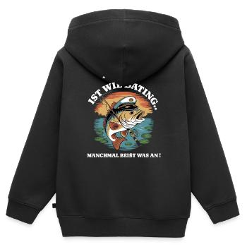 Angeln ist wie Dating - Lustiges Fischer Angler - Kinder Premium Organic Zip Hoodie - Schwarz - Hinten - AI Model Kid Male (0cm)