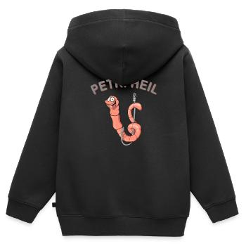 Petri Heil - Kinder Premium Organic Zip Hoodie - Schwarz - Hinten - AI Model Kid Male (0cm)