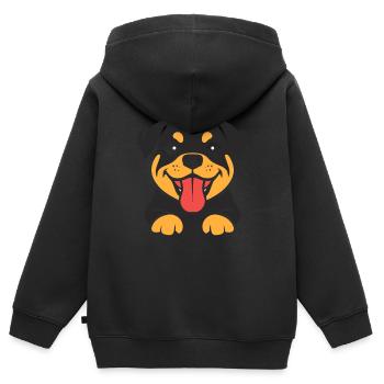 rottweiler - Sweat Premium à capuche zippé enfant bio - noir - Dos - AI Model Kid Male (0cm)