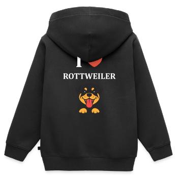 rottweiler - Sweat Premium à capuche zippé enfant bio - noir - Dos - AI Model Kid Male (0cm)