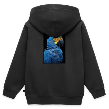 Perroquet Perroquet Perroquet - Sweat Premium à capuche zippé enfant bio - noir - Dos - AI Model Kid Male (0cm)