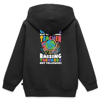 Les meilleurs enseignants à domicile n’éduquent pas les penseurs - Sweat Premium à capuche zippé enfant bio - noir - Dos - AI Model Kid Male (0cm)
