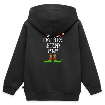 I'm The Stud Elf Shirt Matching Family Christmas - Kinder Premium Organic Zip Hoodie - Schwarz - Hinten - AI Model Kid Male (0cm)