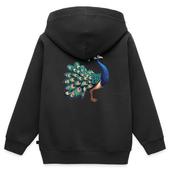 Peacocks Peacock - Kids Premium Organic Zip-up Hoodie - black - Back - AI Model Kid Male (0cm)