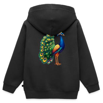 Peacocks Peacock - Kids Premium Organic Zip-up Hoodie - black - Back - AI Model Kid Male (0cm)