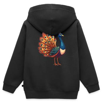 Peacocks Peacock - Kids Premium Organic Zip-up Hoodie - black - Back - AI Model Kid Male (0cm)
