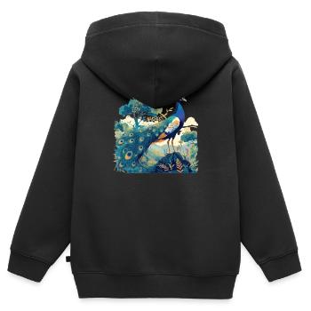 Peacocks Peacock - Kids Premium Organic Zip-up Hoodie - black - Back - AI Model Kid Male (0cm)