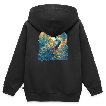 Peacocks Peacock - Kids Premium Organic Zip-up Hoodie - black - Back - AI Model Kid Male (0cm)