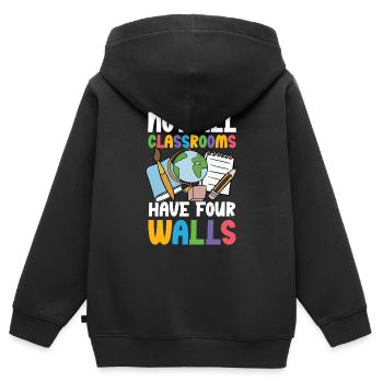 Not all classrooms have four walls - Kids Premium Organic Zip-up Hoodie - black - Back - AI Model Kid Male (0cm)