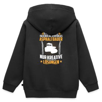 Le constructeur d’asphalte donne de mauvaises réponses à la construction de routes - Sweat Premium à capuche zippé enfant bio - noir - Dos - AI Model Kid Male (0cm)