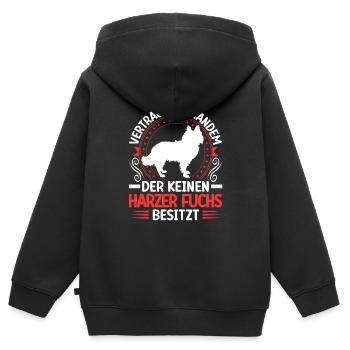 Harzer Fuchs Habe einen Altdeutscher Hütehund - Kinder Premium Organic Zip Hoodie - Schwarz - Hinten - AI Model Kid Male (0cm)