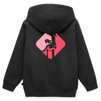 Cheval de loisir - Cheval de loisir - Équitation - Cadeau - Sweat Premium à capuche zippé enfant bio - noir - Dos - AI Model Kid Male (0cm)