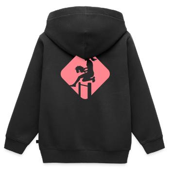 Cheval de loisir - Cheval de loisir - Équitation - Cadeau - Sweat Premium à capuche zippé enfant bio - noir - Dos - AI Model Kid Male (0cm)