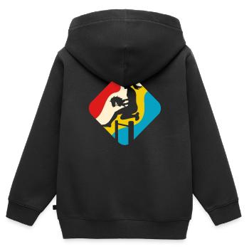 Cheval de loisir - Cheval de loisir - Équitation - Cadeau - Sweat Premium à capuche zippé enfant bio - noir - Dos - AI Model Kid Male (0cm)