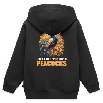 Peacocks Peacock - Kids Premium Organic Zip-up Hoodie - black - Back - AI Model Kid Male (0cm)