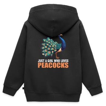 Peacocks Peacock - Kids Premium Organic Zip-up Hoodie - black - Back - AI Model Kid Male (0cm)