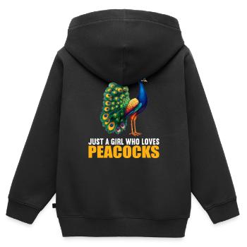Peacocks Peacock - Kids Premium Organic Zip-up Hoodie - black - Back - AI Model Kid Male (0cm)