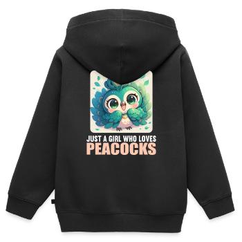 Peacocks Peacock - Kids Premium Organic Zip-up Hoodie - black - Back - AI Model Kid Male (0cm)