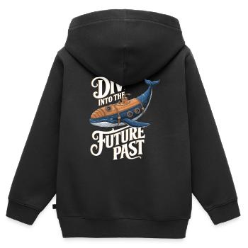 Dive Into The Future Past Design - Kids Premium Organic Zip-up Hoodie - black - Back - AI Model Kid Male (0cm)