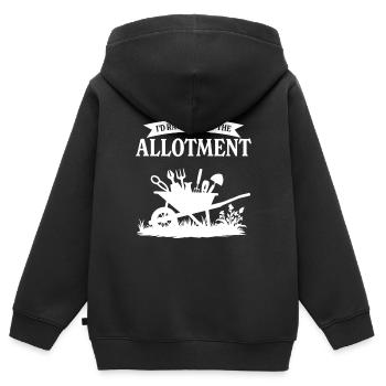 Ich wäre lieber im Schrebergarten - Kinder Premium Organic Zip Hoodie - Schwarz - Hinten - AI Model Kid Male (0cm)