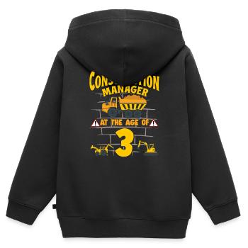 Construction Party 3rd Birthday 3 Years Old truck - Kinder Premium Organic Zip Hoodie - Schwarz - Hinten - AI Model Kid Male (0cm)