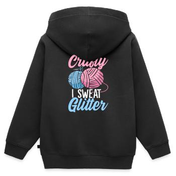 Ich bin so handwerklich Ich schwitze Glitzer Lustiges Nähen - Kinder Premium Organic Zip Hoodie - Schwarz - Hinten - AI Model Kid Male (0cm)