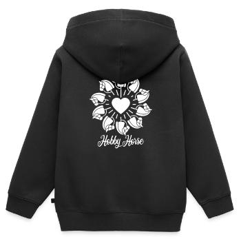 Cheval de loisir - Cheval de loisir - Équitation - Cadeau - Sweat Premium à capuche zippé enfant bio - noir - Dos - AI Model Kid Male (0cm)