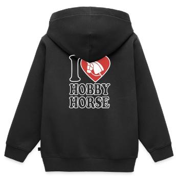 J’aime hobby cheval - Coeur - Hobby - Sweat Premium à capuche zippé enfant bio - noir - Dos - AI Model Kid Male (0cm)